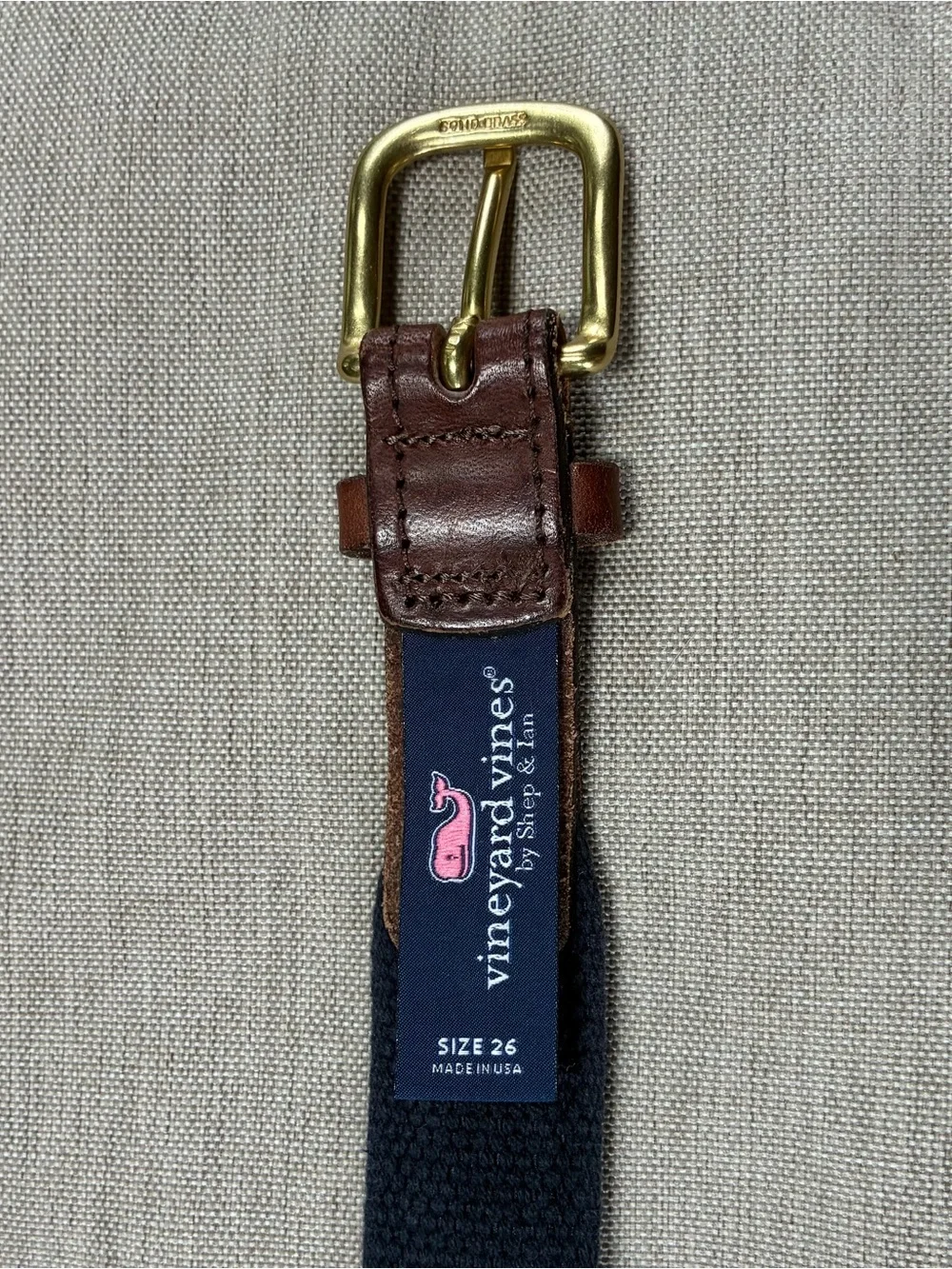 Vineyard Vines by Shep & Ian Leather Canvas American Flag Belt USA Boys size 26